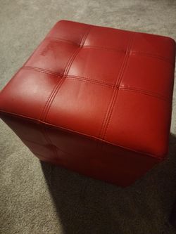 Red Leather Ottoman