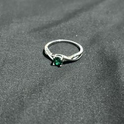 Sterling Silver Ring - Green CZ