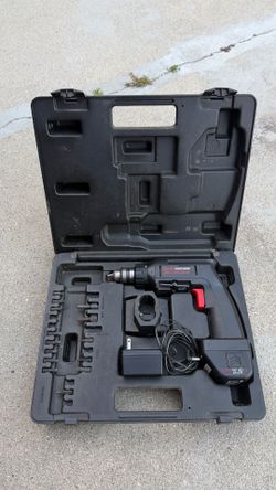Used Sears Craftsman 7.2V Cordless 3/8” Drill Driver (Battery & Charger Broken) w Case & Misc Bits