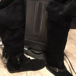 Franco Sarto Black Suede Above Knee Boots 8.5 Excellent Condition 