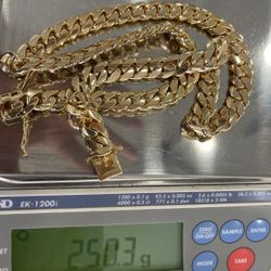 10K Gold Cuban Link Chain 24” — 250.3g