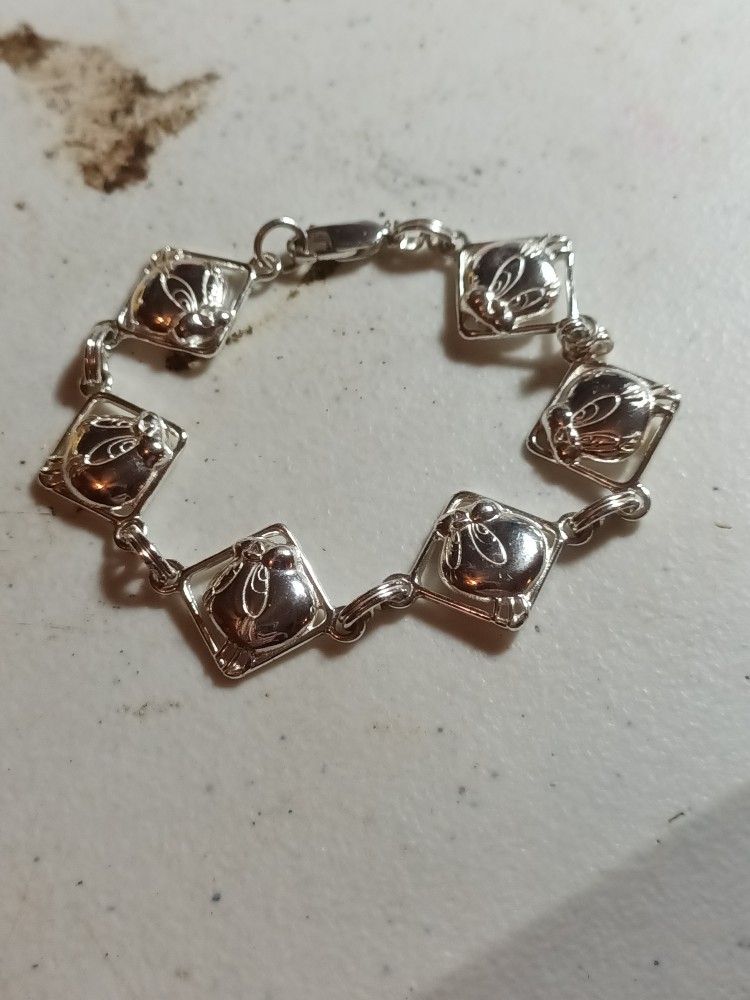 Sterling Silver Vintage Tweety Bird Bracelet