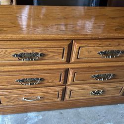 vintage 6 drawers dresser solid wood brown L53”*D18”*H33”(address in description)