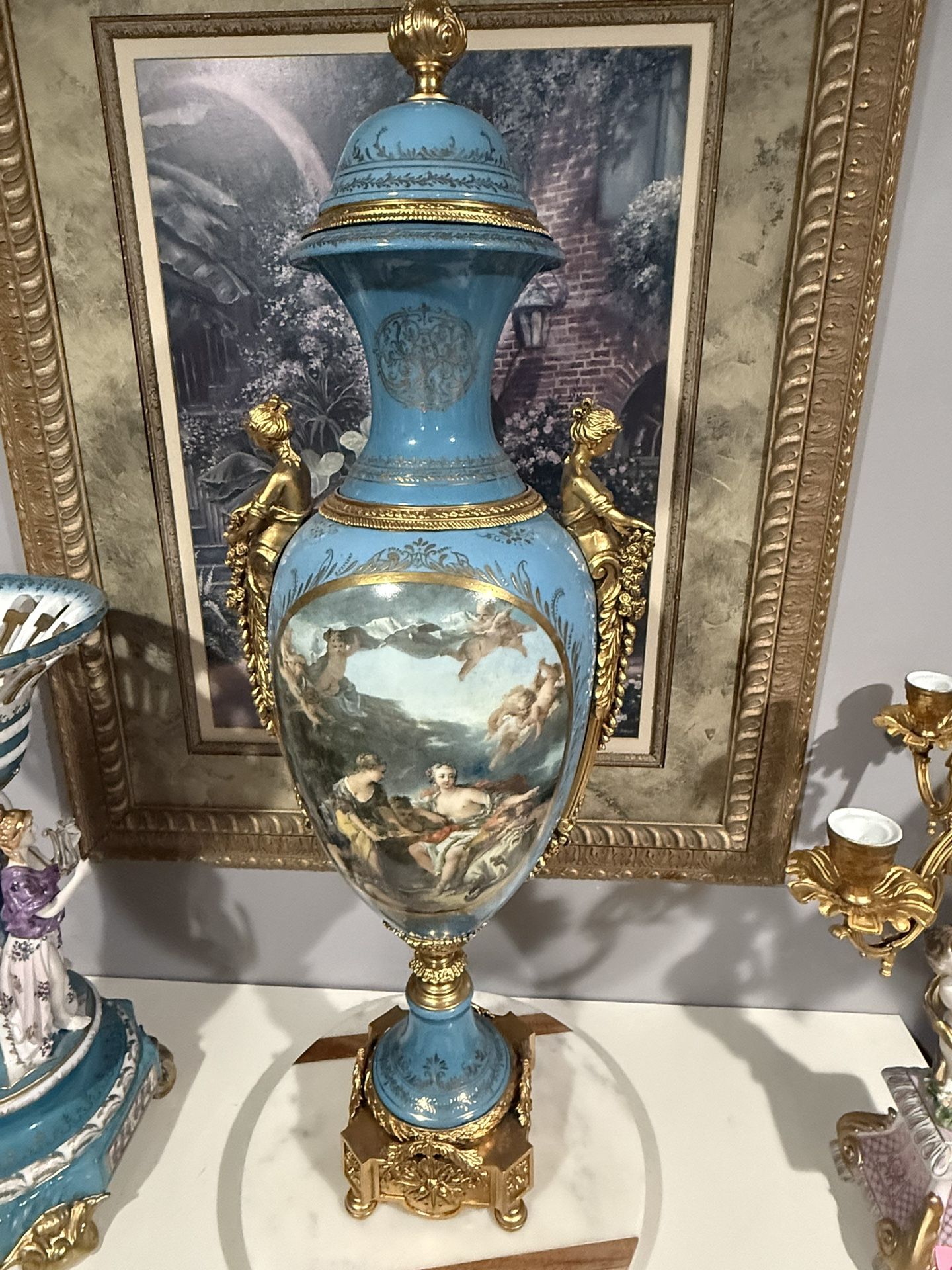 Meissen Porcelain/Bronze Vase 34”