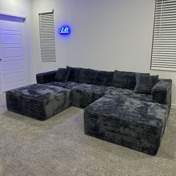 New 5-Piece Boneless Cloud Corduroy Sectional Sofa Couch