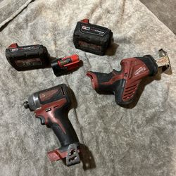 Milwaukee Impact Drill And Mini Hack Zall With Bats