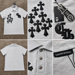 Chrome hearts grey polo Popular