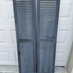 Used Black Shutters 1 Pair 66 1/2”h X 14 1/2”w Needs Painted 