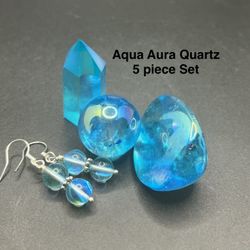 Aqua Aura Genuine Quartz 5 piece Set 55.7g Total