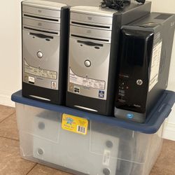 Lot of 4 Desktop PCs — 2 Working + 2 for Parts — HP & eMachines — Cheap Bundle