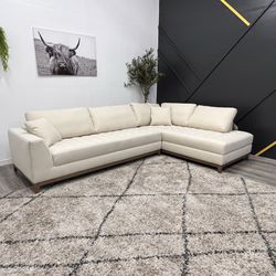 White Tufted Sectional Couch - Free Delivery 