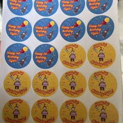 Curious George Customized Birthday Sticker Sheet