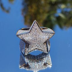 Star Moissanite Ring For Men/Women 925 Sterling Silver with Certificate (Size 9)