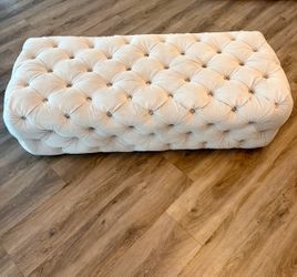 Luxury Cream Tufted Ottoman / Bench – 52” Long