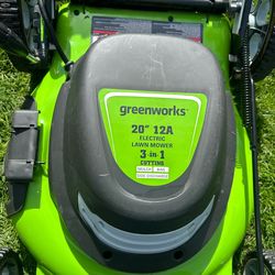 Corded greenworks electric mower 20” 12A