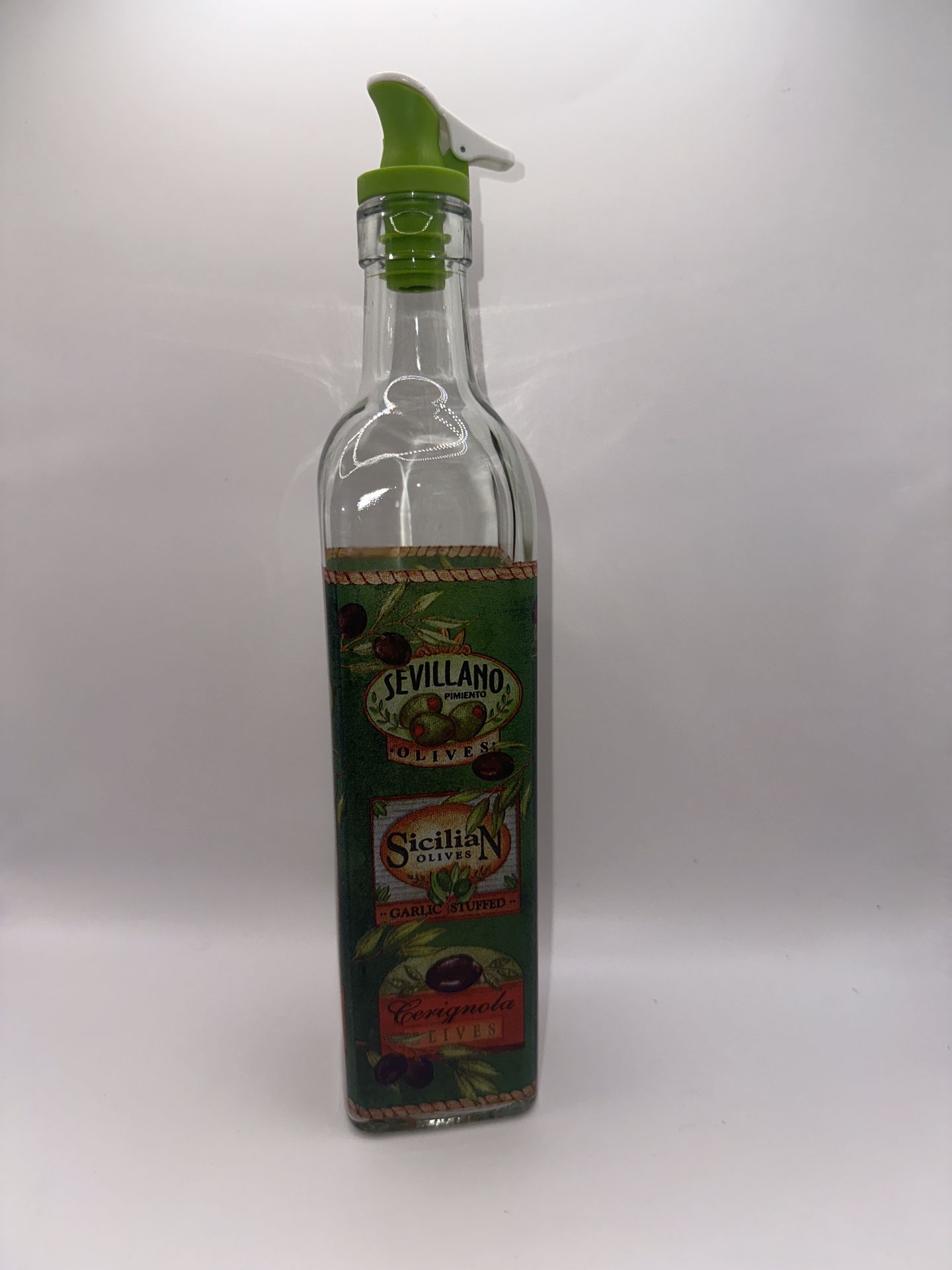Grant Howard 16 oz Sicilian Olives Oil and Vinegar Cruet, Clear