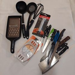 Cookware and Knives Lot, Cuchillos, Apple Slicer, Cheese Grater