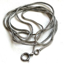 Antique Stamped Sterling Chain. Long 32” Braided Chain 1930s