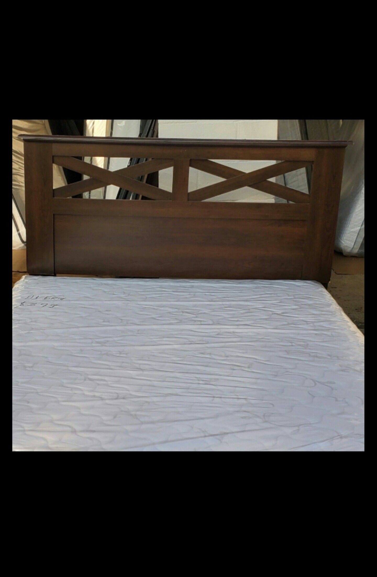 headboard frame 100 Queen size bed set can deliver pillow top new