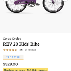 🚲 Adorable REI Co-op Cycles REV 20 Kids’ Bike – Perfect for Little Learners! 💛