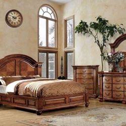 Brand New Antique Tobacco Oak luxurious masterpiece 6pc King Size Bedroom  Set