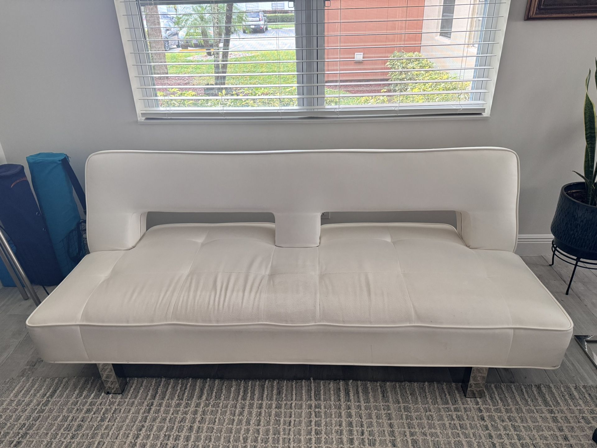 White Sofa/bed, Eco Friendly Leather, 80”