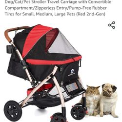 HPZ Pet Rover XL Extra-Long Premium Heavy Duty Dog/Cat/Pet Stroller Travel Carriage with Convertible Compartment/Zipperless Entry/Pump-Free Rubber Tir