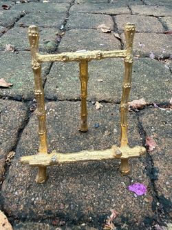 Vintage Mid-Century Brass Faux Bamboo Mini Display Easel Stand