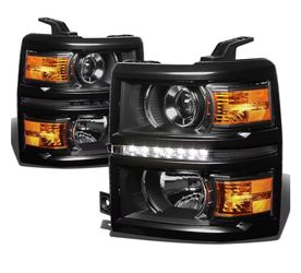 New Pair 2014 2015 Chevy Silverado LED DRL Projector Headlights left right headlamp
