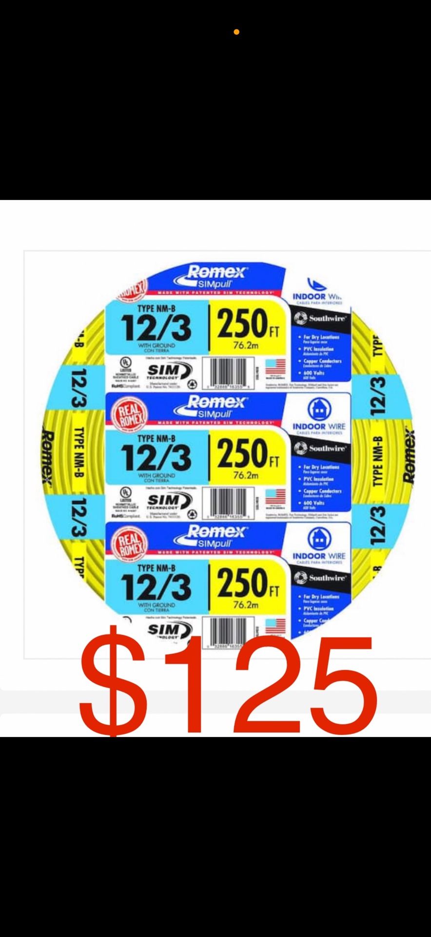 12/3 ROMEX 250ft