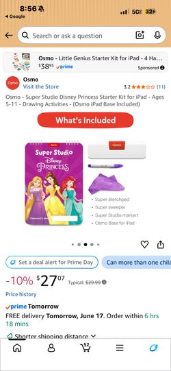 Osmo - Super Studio Disney Princess Starter Kit for iPad - Ages 5-11 - Drawing Activities - (Osmo iPad Base Included)
