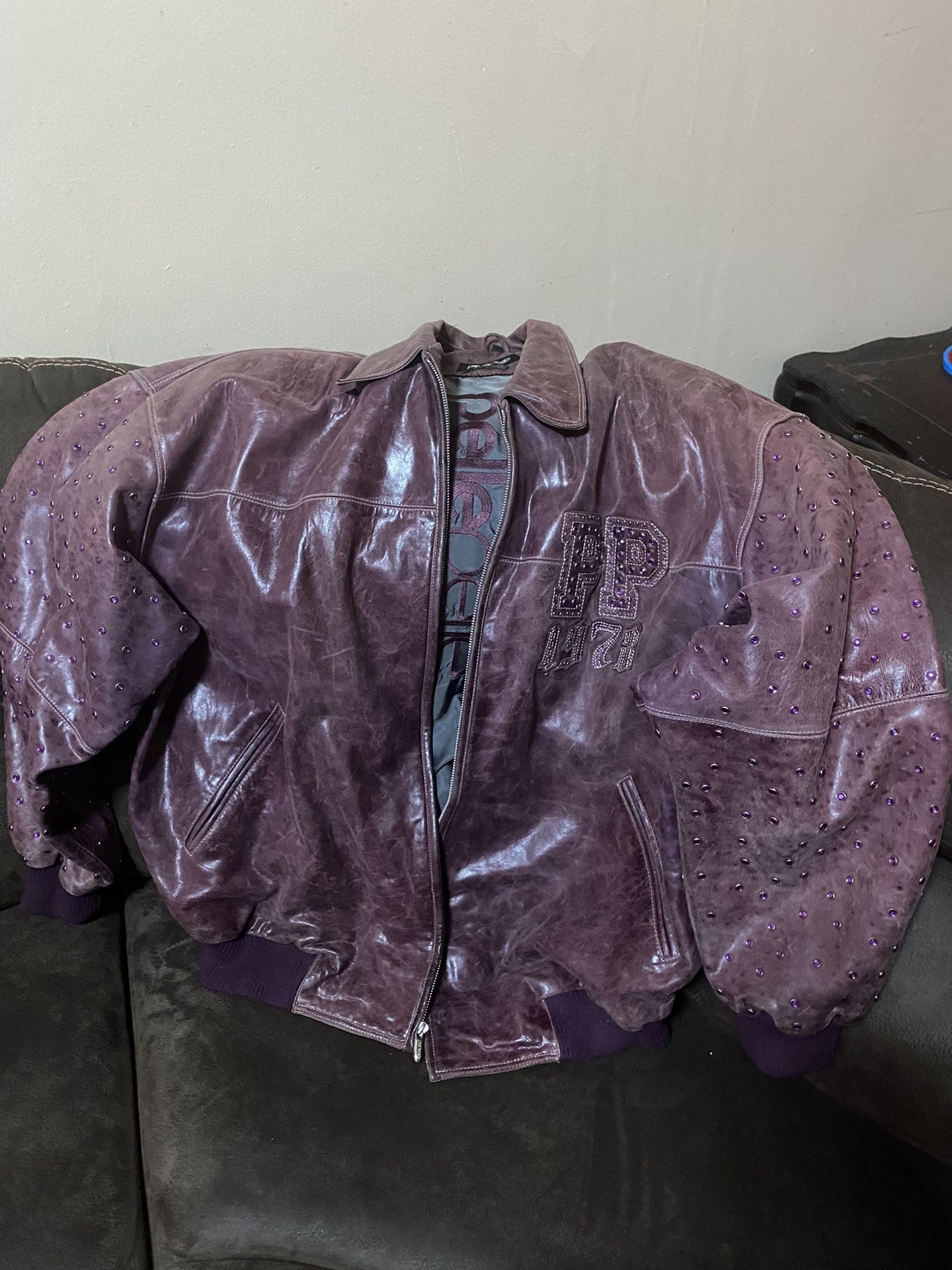 Purple Mens Pelle Pelle Leather Jacket