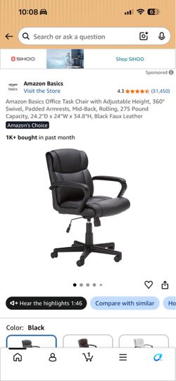 Amazon Basics Mid-Back Office Chair Black