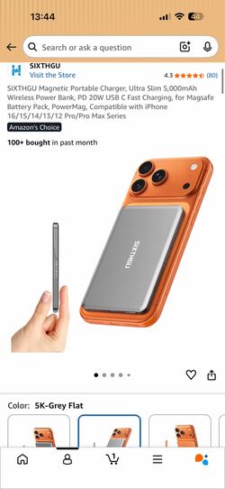 SIXTHGU Ultra Slim Magnetic 5000mAh Power Bank for iPhone