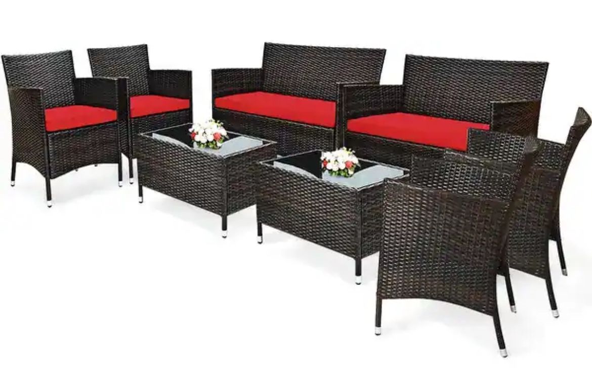 PRICE REDUCED!!!! IN BOX/IT NEW: Costway 8PCS Rattan Patio Furniture Set Cushioned Sofa Chair