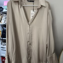 Zara Silk Button Down 