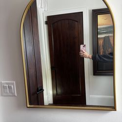 Gold Frame Arched Mirror