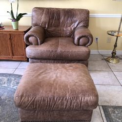 Classic Leather Chair and Ottoman