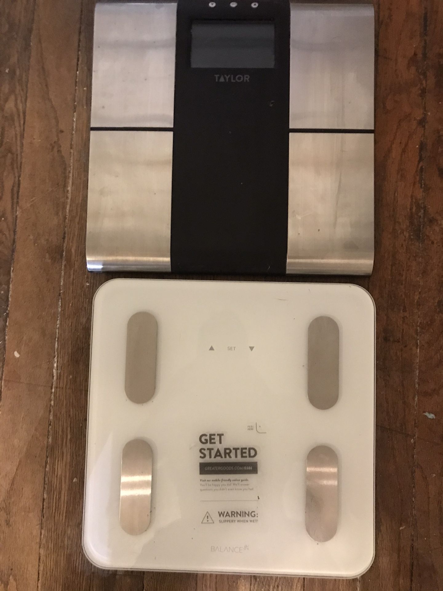 Taylor and Balance brand body composition scales.