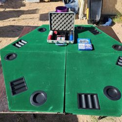 New Portable Poker Table Top With Chips and Harley Davidson Cards