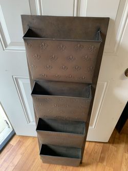 Copper Fleur Di Lis 4 Tier Wall Mount Magazine Rack