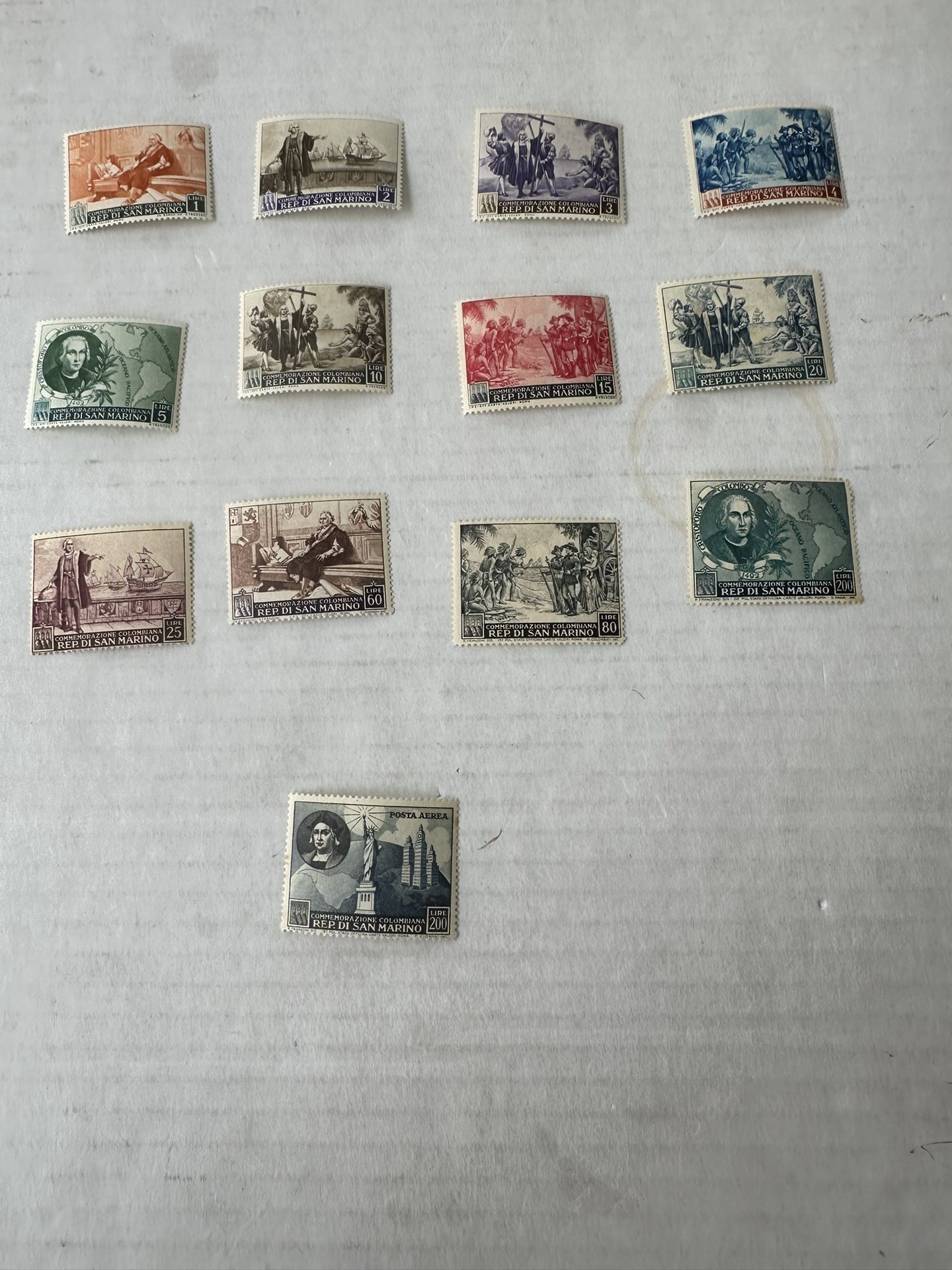 1952 San Marino Christopher Columbus Complete Set Of Stamps