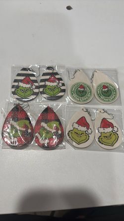 Grinch Christmas Teardrop Earrings Set of 4