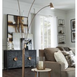 New In Box Gold Metal Floor Lamp On Marble Base