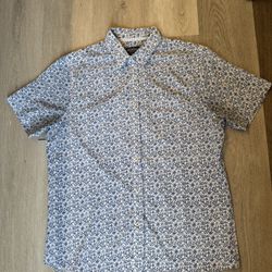 Men’s blue floral button down large 