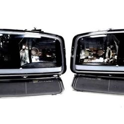 HEADLIGHTS FOR 99-07 GMC SIERRA/YUKON LED DRL BLACK CLEAR