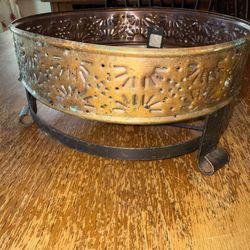 Vintage Pfaltzgraff Village 9.25 inch Copper Warmer Casserole Dish Warmer     Warmer only. Has patina, can be cleaned up for more copper color  9.25”