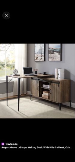 L desk with side cabinet