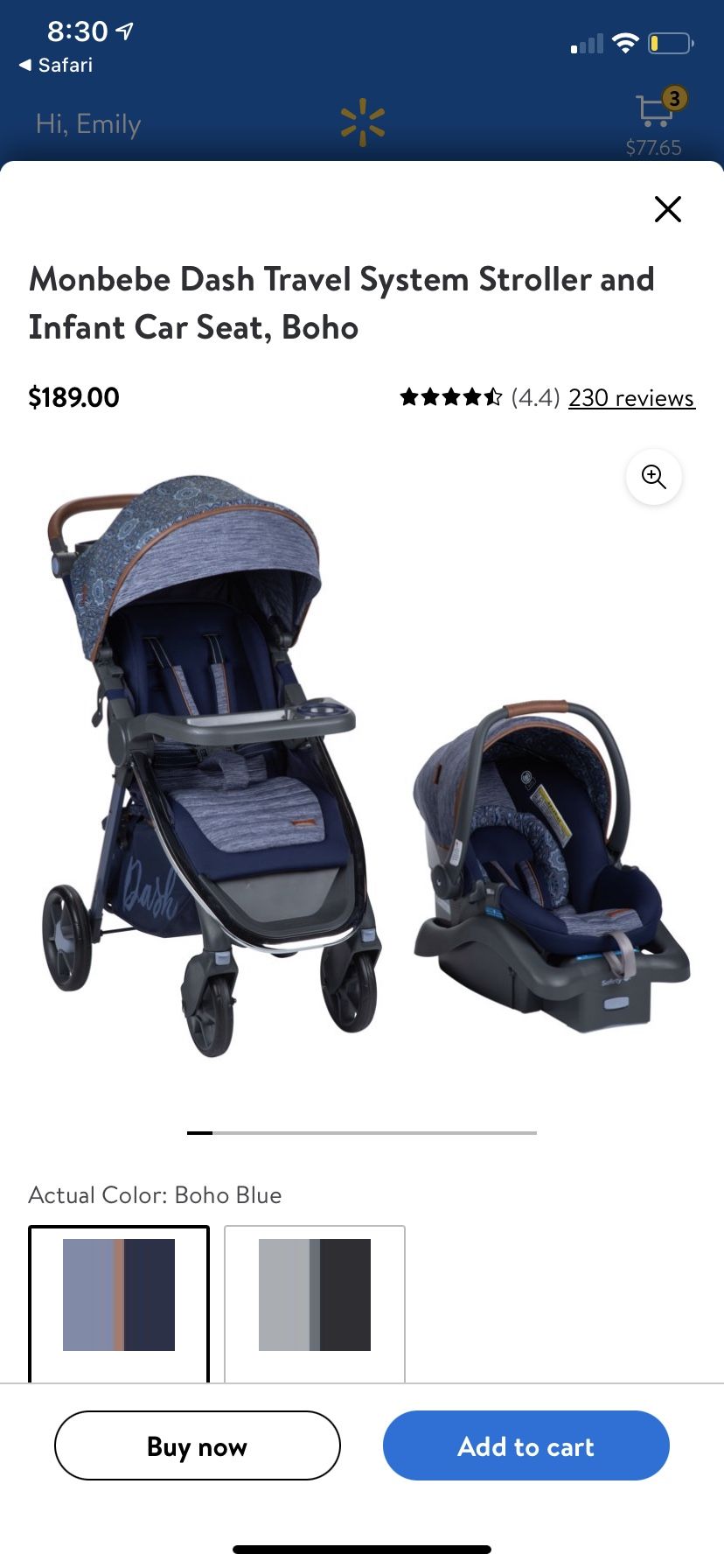 Safety First Monbebe Stroller/car seat Combo