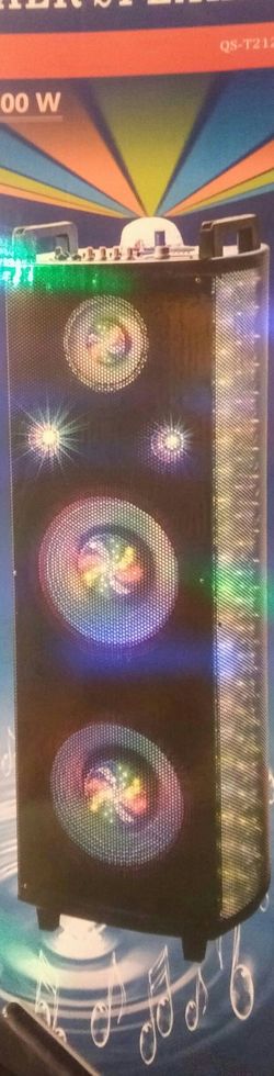 Double 15 inch speaker 7000 Watts Bluetooth speaker SD card,slot USB port,FM radio,microphone included for karaoke